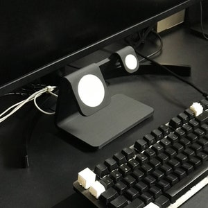 Dual Magsafe Charger Stand: iPhone & Apple Watch, Modern Black Desk Organizer