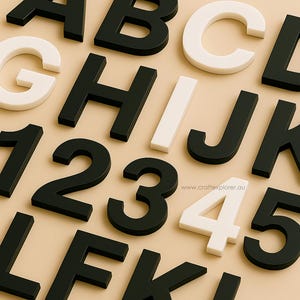 6 mm de espessura | Letras e números de acrílico premium cortados a laser em preto ou branco | Tamanho de até 20 cm | Sinalização de parede para lojas de cafés | Fosco brilhante | Artesanato faça você mesmo