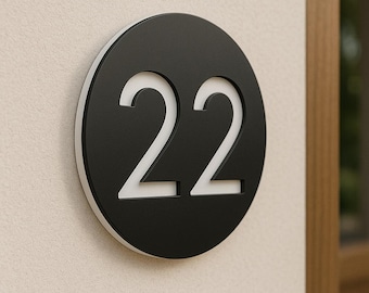 Personalized Acrylic House Number Sign: Modern Black & White Plaque