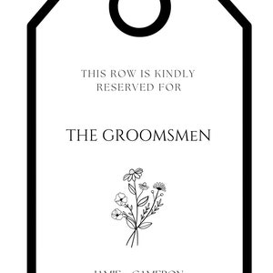WEDDING AISLE TAGS - Reserved Sign - Etsy