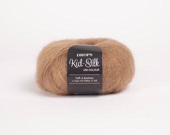 Kid Mohair Silk Yarn, 48 Colours! Garnstudio Drops Design Kid-silk 75% Kid Mohair 25 Silk Luxury Glossy Fluffy Knitting Wool 25 Grams