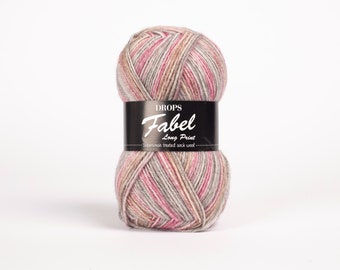 Fil DROPS Fabel 4 fils pour chaussettes à tricoter, fil de laine mérinos pour chaussettes