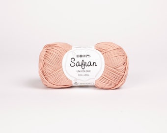 Fil DROPS Safran 100 % coton pour crochet et tricot, fil artisanal pour enfants, fil de coton épais pour travaux manuels