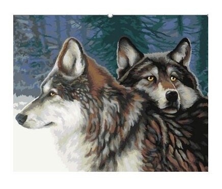 Completed Blue Eyes Wolf Diamond Art Painting