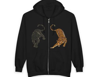 Unisex Heavy Blend™ Full Zip Hooded Sweatshirt/panther/cheetah
