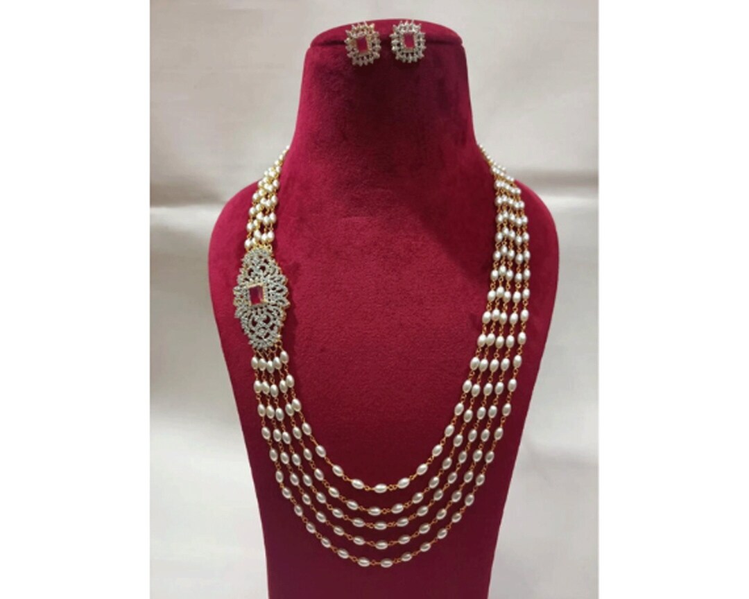 CZ PEARL LONG LAYER NECKLACE