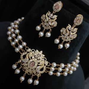 Gold Choker/ Pearl Necklace/ Indian Jewelry/ South Indian Jewelry ...