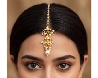Maang Tikka / sieraden voorhoofd / haarsieraden / parel tikka zendspoel / Kundan tikka / gouden tikka / Pakistaanse sieraden / Indiase sieraden / Matha Patti