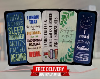 Bookmarks | Reader Gifts | Book Club | Book Accessory | Gifts | Quality Card Stock & Laminated | Free Delivery Australia Wide