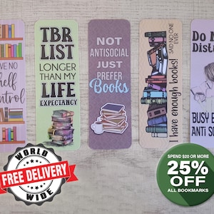 Marcadores / Regalos para lectores / Club de lectura / Accesorio para libros / Regalos / Cartulina de calidad y laminado / Entrega gratuita en toda Australia / Antisocial