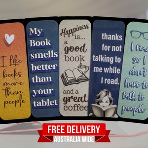 Marcadores / Regalos para lectores / Club de lectura / Accesorios para libros / Regalos / Cartulina de calidad y laminado / Entrega gratuita en toda Australia