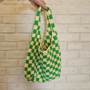 RIGHT HANDED PDF Tutorial/ Pattern Crochet Checkered Hobo Shoulder Tote Bag Handmade Yarn Gift Craft Y2K, Diy Instructions image 3