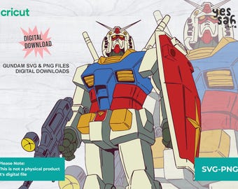 Gundam RX-78 Sticker: Anime Vector Files (SVG, PNG) (Digital Download)
