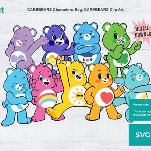 Digital Care Bears SVG PNG File, Clipart for Cricut, Scrapbooking Clip Art, Carebears Digital Image, DIY Creativity Kit