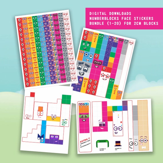 Digital Download BUNDLE Numberblocks Face Stickers (1-10)+(