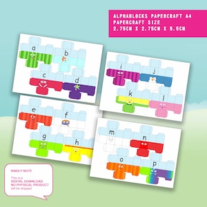 Alphablocks Paper toys / papercraft - A4 Printing, Instant Digital Download