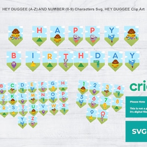 Hey Duggee Birthday Banner: Alphabet & Numbers SVG, PNG (Digital Download)