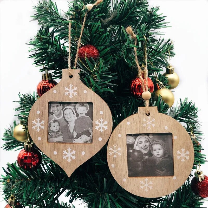 Wooden Christmas Photo Frame Pendant Christmas Tree Hanging Ornaments