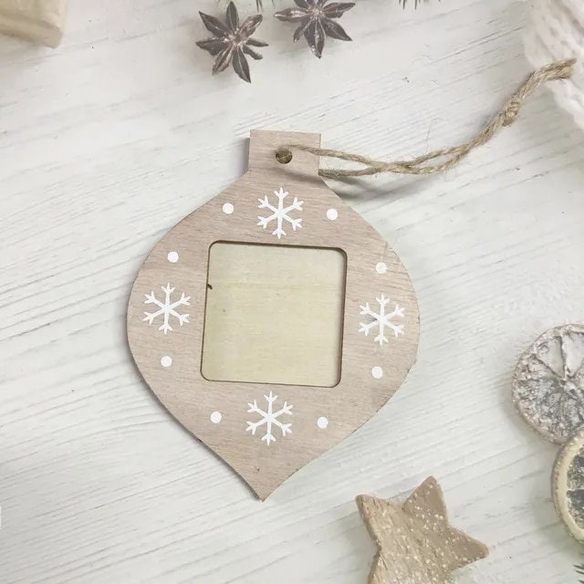 Wooden Christmas Photo Frame Pendant Christmas Tree Hanging Ornaments