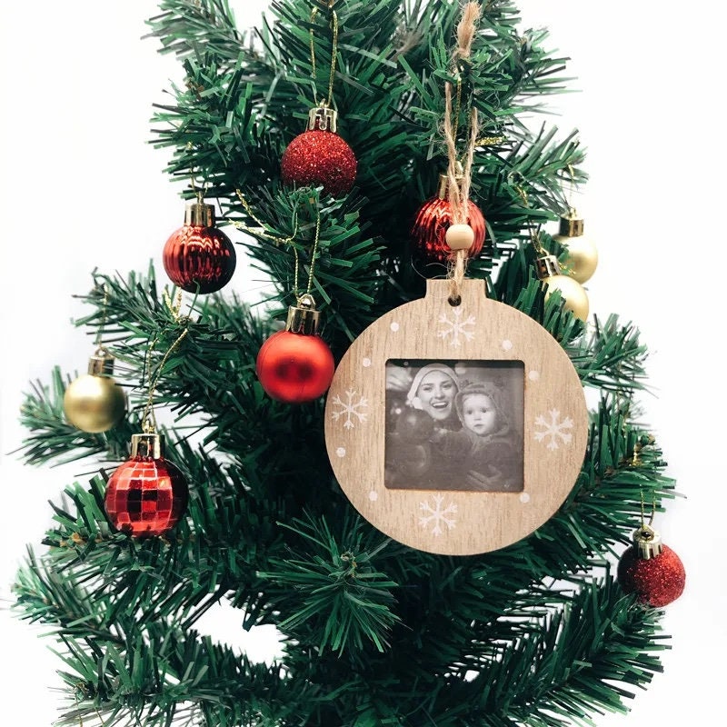 Wooden Christmas Photo Frame Pendant Christmas Tree Hanging Ornaments