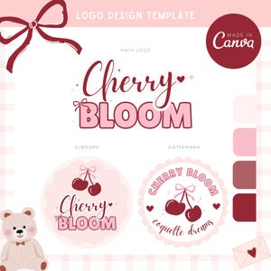 コケット ヴァレンティン | 私のビジネス用ロゴ | バーガンディ ピンクのブラッシュ | エレガント ガーリー デザイン | 編集可能なロゴ キャンバス