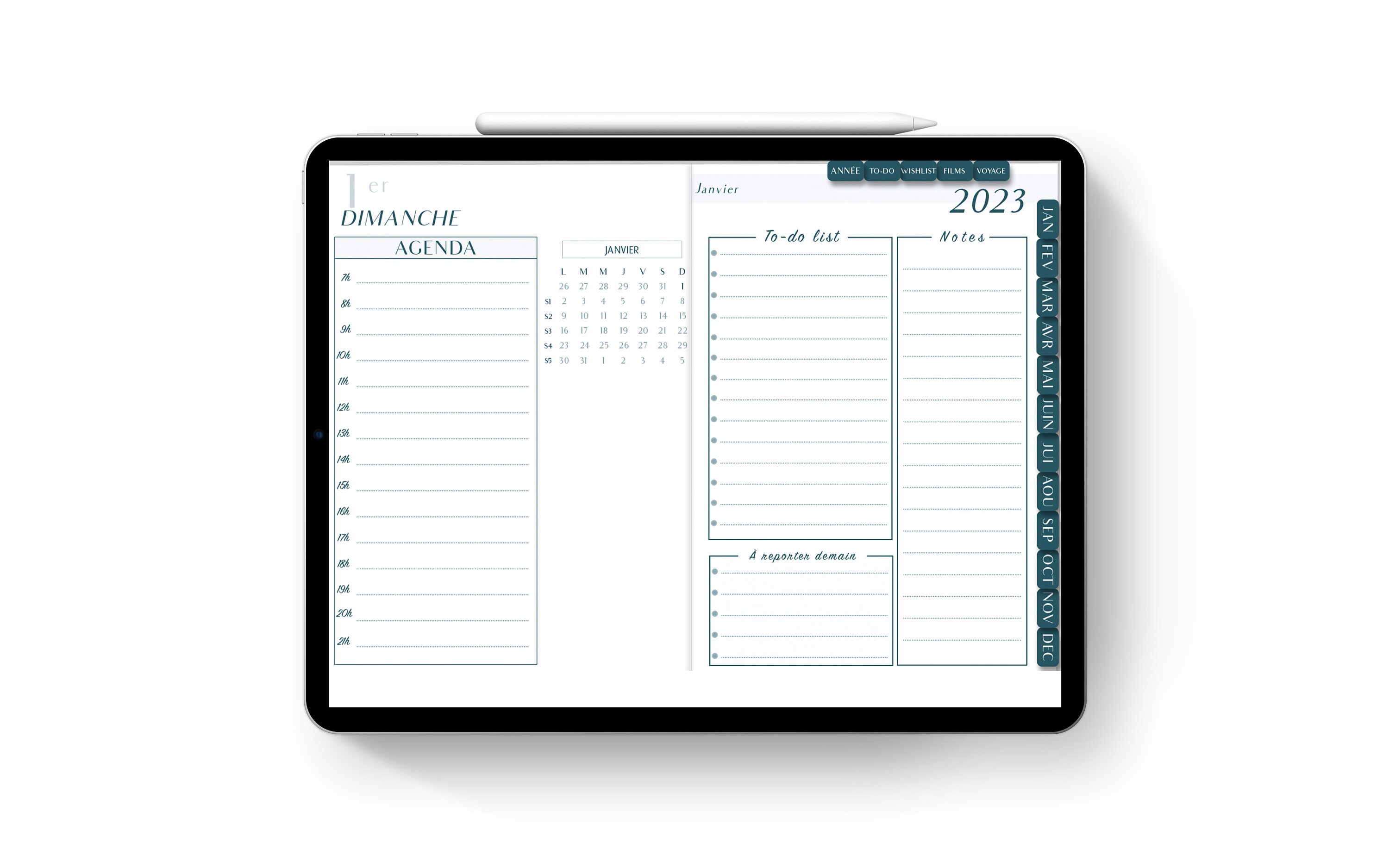 Digital Planner 2023 Goodnotes Pdf Dated in French Blue Etsy