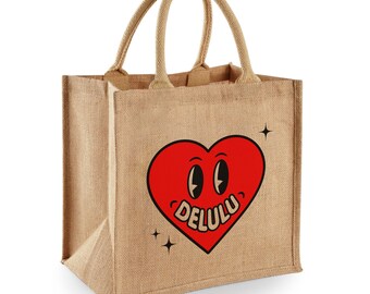 Delulu Jute Bag Cotton Shopper Funny Gift New