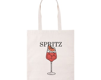 Drink Spritz Tote Bag Cute Funny Summer Beach Bag Cotton Shopper (New)