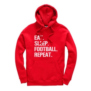 Eat sleep football repeat kids hoodie childrens footy hooded sweatshirt