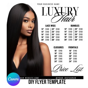 DIY Hair Price List Flyer Bundle, Premade Editable Canva Template, Social Media Instagram Post
