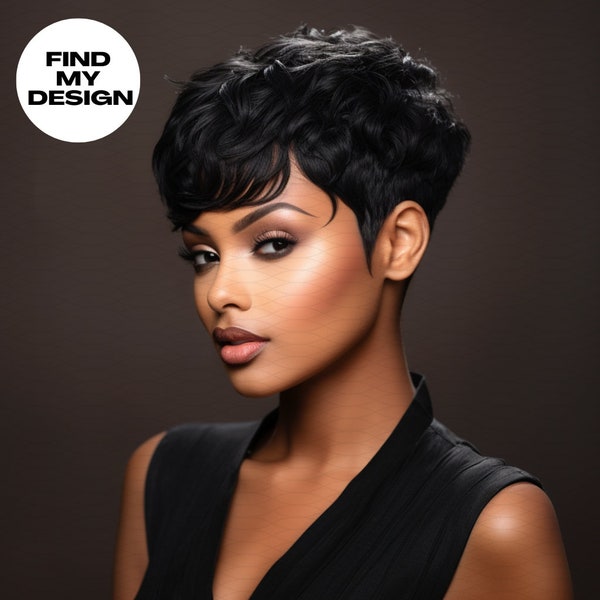 Beauty Stock Photo Black Model | Professional Hair Model, Pixie Cut, Short Hair, AI, Hair, Wigs, Makeup, High Quality | Instant Download