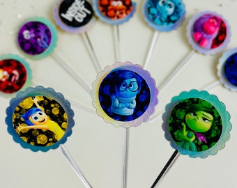 Inside Out Inspired Dimensional Cupcake Topper 10pc, 20pc, 30pc, Inside Out Birthday Decoration, Inside Out Party Favor