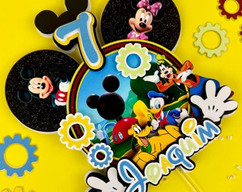 Mickey Mouse Club House Cake Topper, Mickey Mouse Party, Topo de Bolo Clube do Mickey