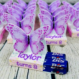 Candy Bis Holder Butterfly Set of 6, Butterfly Favors, Butterfly Birthday Party Favors, Porta Bis Duplo Borboleta