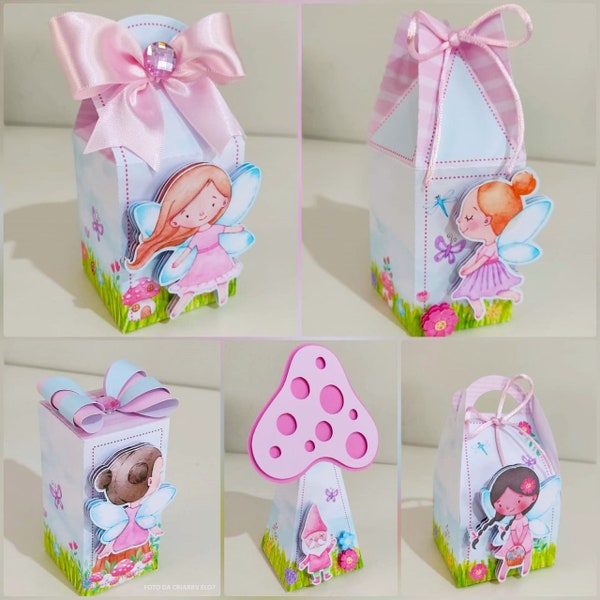 Fairy Garden Favor Box Set of 5, Fairy Birthday Party Theme, Fairy Garden Favor Boxes, Caixinhas Personalizadas Jardim das Fadas