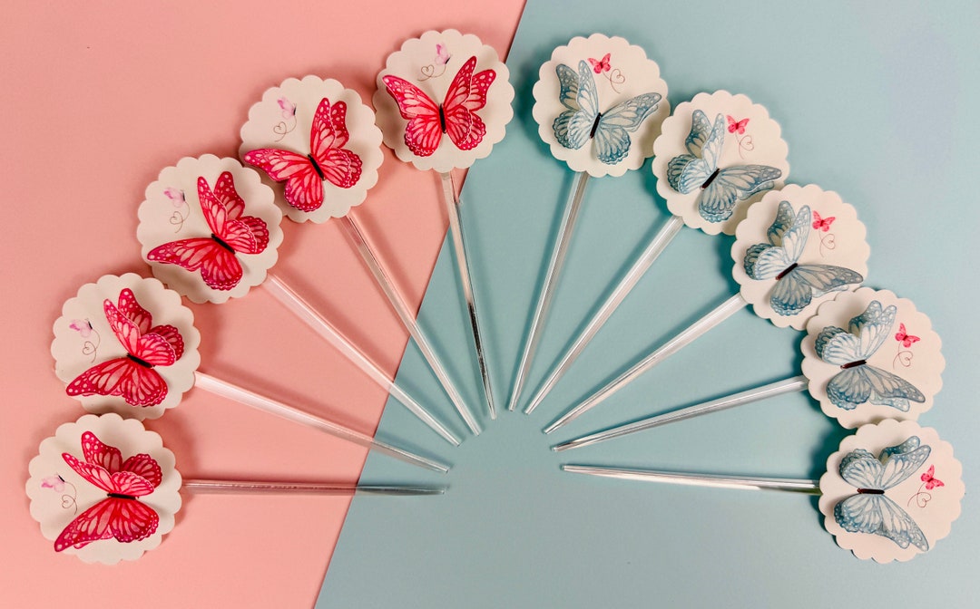 Butterfly Cupcake Topper 10pc, 20pc, 30pc, Butterfly Garden, Watercolor