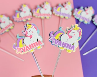 Unicorn Themed Dimensional Cupcake Topper, Unicorn Birthday Party Cupcake Topper, 10pc, 20pc, 30pc