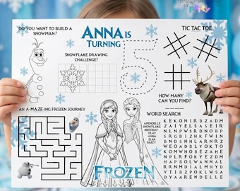 Frozen Inspired Placemat for Kids Digital Download, Personalized Frozen Placemat PDF Letter Size