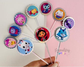 Gaby Cat House Inspired Cupcake Topper, Gaby Birthday party Decor, Gaby Party Supply, Topo de Docinho Cupcake Gaby 10pc, 20pc, 30pc