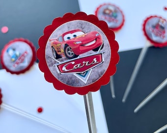 Topo de cupcake inspirado em Carros, decoração para festa de aniversário com tema Carros, artigos para festa Carros, Topo de cupcake Carros, 10 unidades, 20 unidades, 30 unidades.