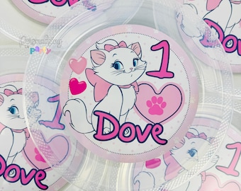 Aristocats Marie Inspired 9" Disposable Plates Set of 6, Aristocats Birthday Party Supply,  Prato Descartável Aristogatas Marie