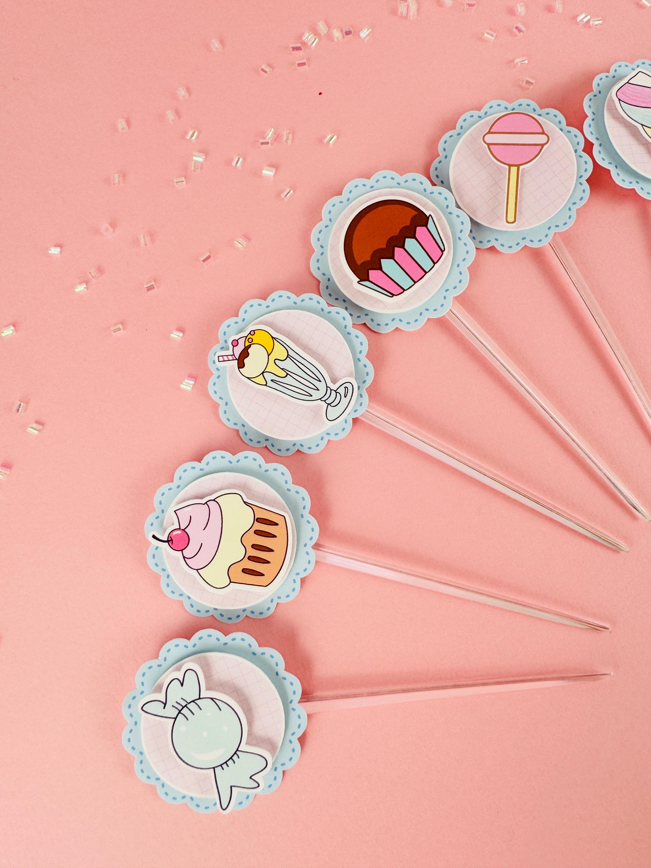 Candyland, Donuts, Ice Cream Cupcake Topper 10pc, 20pc, 30pc