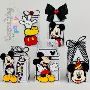 Mickey Mouse Favors Set of 5, Mickey Birthday Favor Boxes, Mickey Birthday Party, Caixinhas Personalizadas Mickey Mouse