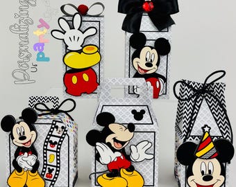 Mickey Mouse Favors Set of 5, Mickey Birthday Favor Boxes, Mickey Birthday Party, Caixinhas Personalizadas Mickey Mouse