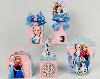 Juego de 5 cajas de regalo con temática de Frozen, caja de regalo de Anna y Elsa de Frozen, kit personalizado de Frozen