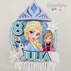 Frozen Cake Topper Themed, Princess Elsa Birthday Party, Frozen Elsa Cake Decor, Topo de Bolo Frozen Princesa Elsa