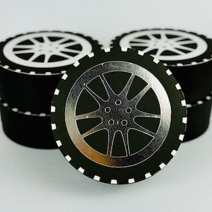 Tire Round Box Favor Box Set de 5, Race Car Party Favor Box, Racing Cars Favor Boxes, Car Tire Box, Caixinhas Para Festas Corrida