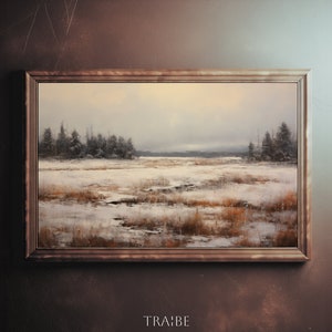 Paisaje nevado pintura al óleo paisaje cambiante arte de la pared Impasto pintura vintage decoración antigua pared arte impresión invierno estética hogar decoración arte
