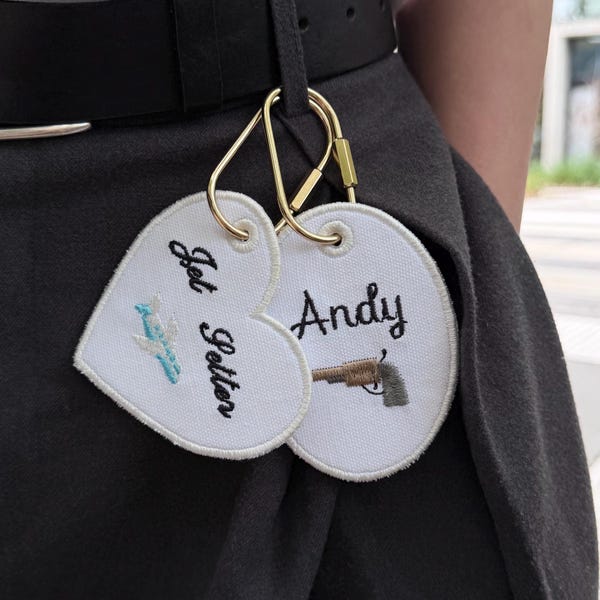Personalized Bag Charm, Embroidered Name Keychain, Custom Luggage Tag, Monogram Bag Accessory, Bridesmaid Gift