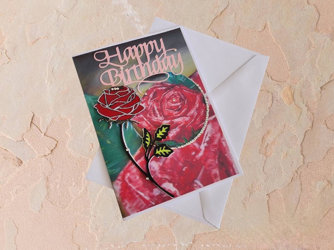 Handmade Red Rose Birthday Card With Verse - Etsy UK